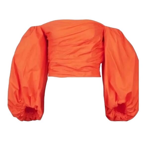 Tanya Taylor Alondra Puff Sleeve Cotton Crop Top Size 6 - Picture 6 of 11